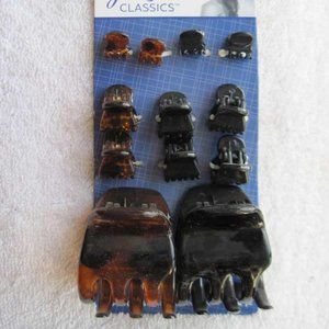 12 Goody Classics Claw Clip Combo Micro Small Adrienne Medium Jaw Hair Clips Set